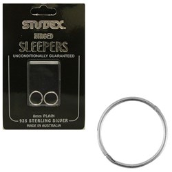 STUDEX Mini plain sleepers 8mm sterling silver (925)